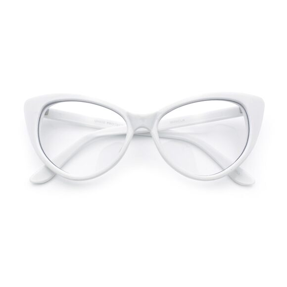Accessories - 8986 Classic Gothic Clear Lens Cat Eye Glasses White